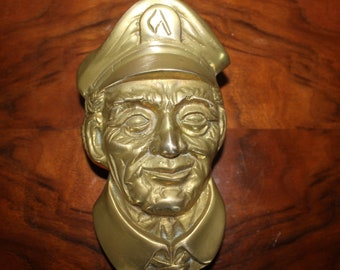 Vintage Messing Sailor Türklopfer Fischer Kopf Nautische Eintragung Dekor