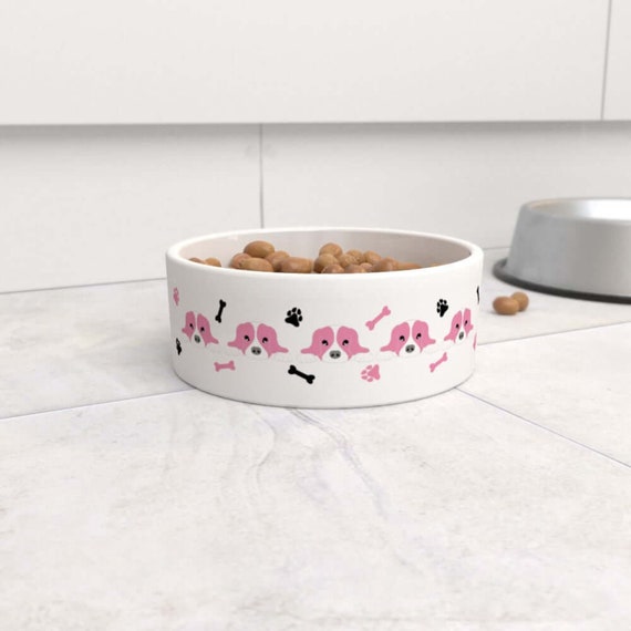 Pink dog food clearance bowls