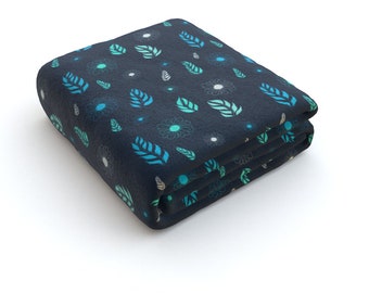 Blanket Throws Fleece Blanket Throws Blankets and Throws - Blue Daisies Leaves