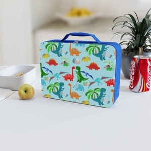 Kids Lunch Bag Lunch Box Childrens Lunch Bag Insulated Lunch Bag Blue Dinosaurs image 1