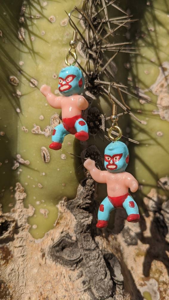 Handpainted baby Nacho Libre earrings