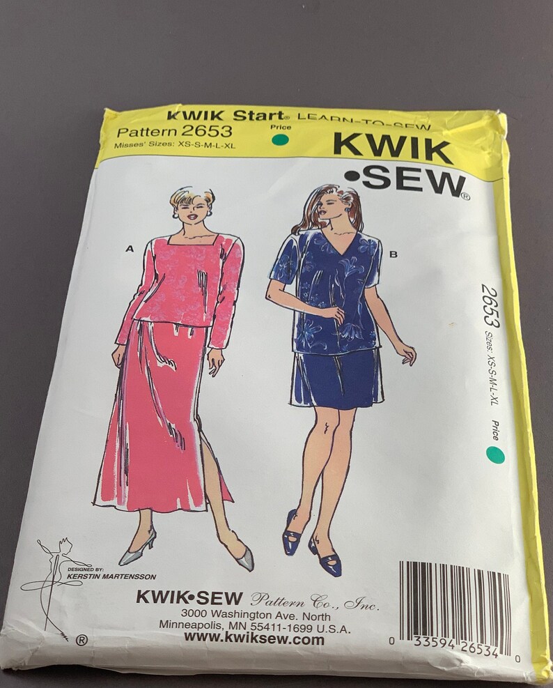 KWIK SEW Sewing Pattern 2 style tops and skirts 2653 sizes Etsy