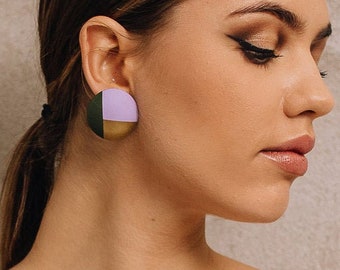 Būcis - colorful earrings, Handmade earrings, Oversized earrings, Stud earrings, Jewelry, stacking, layering,