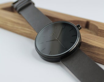 BLACK. Wrist watch by GLOK. men women unisex watch. minimalist