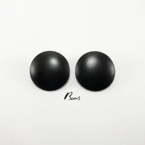 Bucis Black leather earrings, Handmade earrings, Round earrings, Oversized, Stud earrings, stack, stacking, layering image 2