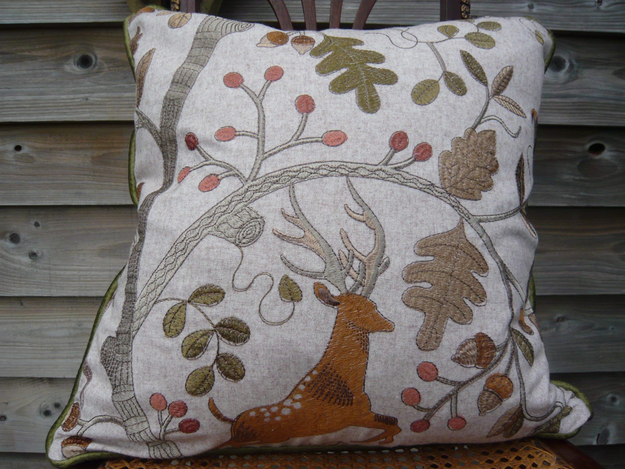 Embroidered stag cushion cover 18 Embroidered Box Edge Pillow Cover
