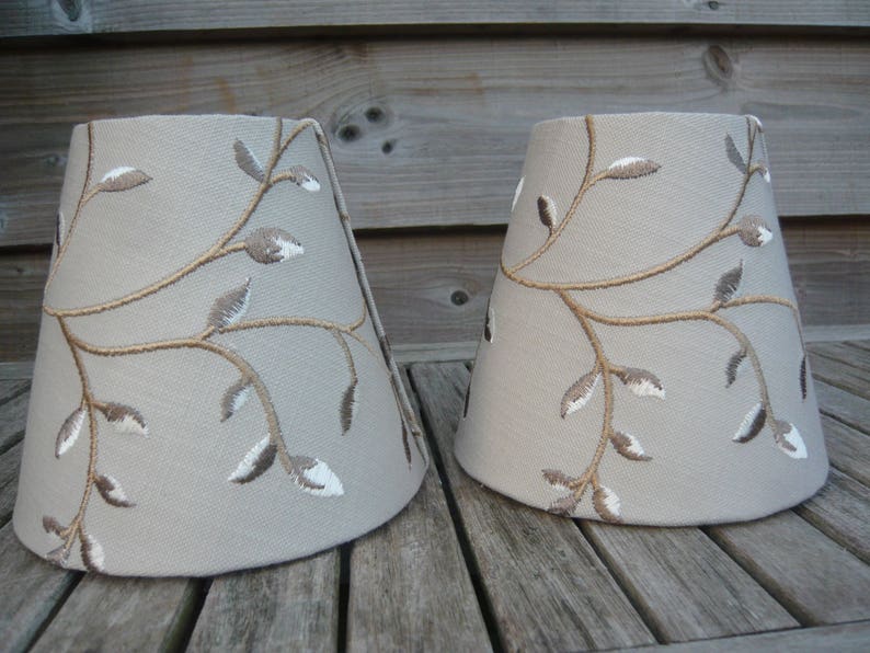 Two Clip On Lamp Shades Beautifully Embroidered Buds On Etsy