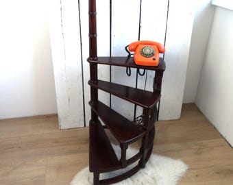 Lebber vintage® - Escalera de biblioteca de madera vintage, gran escalera de estantería en espiral de los años 50, estilo victoriano.