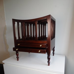 Lebber vintage® - English mahogany vintage canterbury magazine rack, Canterbury, Antique Magazine Rack Vintage Magazine Holder.