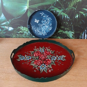 Lebber vintage® Hindeloopen hand-painted tray, folk art tray, hand-painted tray, Frisian tray, Hindeloopen tray, Vintage Friesland afbeelding 1