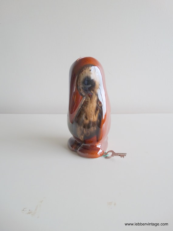 Lebber vintage® - Vintage Goebel West Germany Ceramic Brown Pelican Styled Money Box with Metal Key.