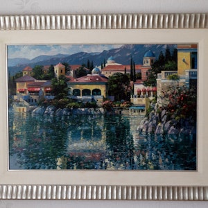 Lebber vintage® - Vintage Framed Howard Behrens Brushstrokes Collection Lithograph Painting on Canvas