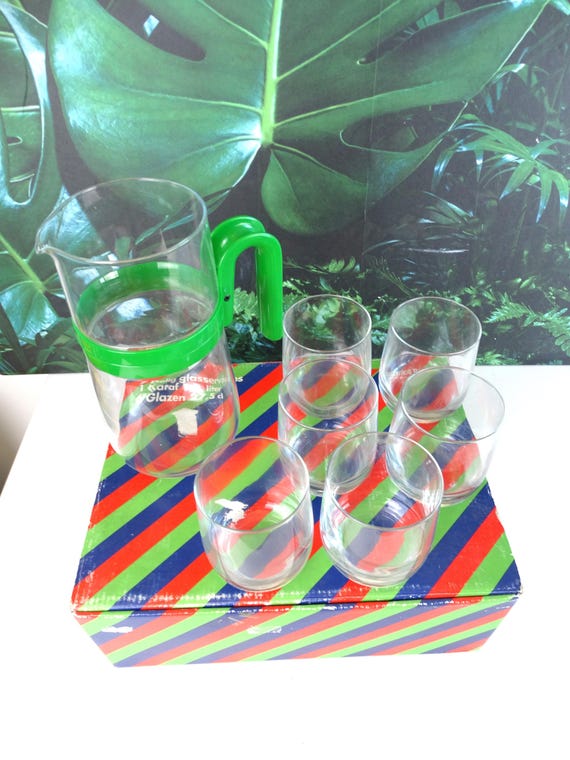 Lebber vintage® - Vintage Bormioli Rocco 7-piece glassware set from the 1970s.