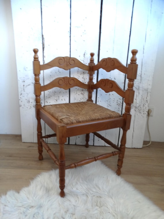 Lebber vintage® - Antique beech wood hand-turned so-called Bobbin chair, with rush seat!