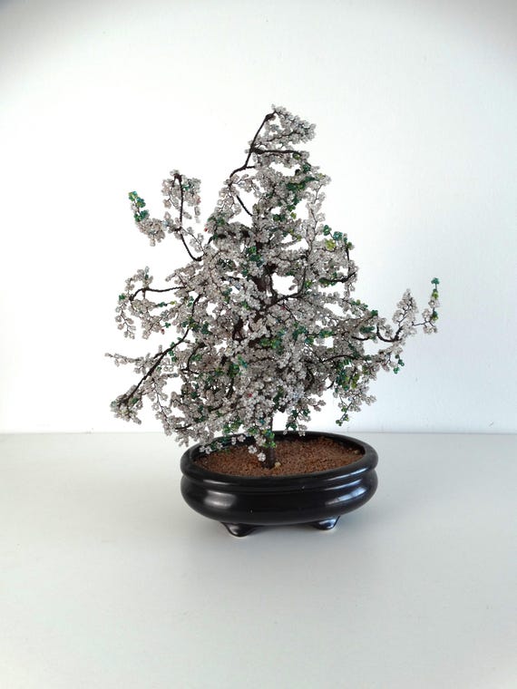 Lebber vintage® - Vintage Japanese Bead Tree, made of thousands of beads, Japanese Bonsai bead tree.