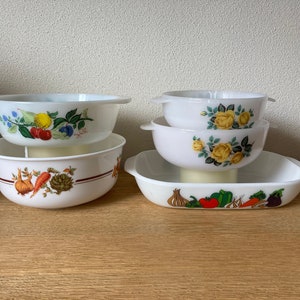 Arcopal, jaj Pyrex glass tableware dishes. vintage.