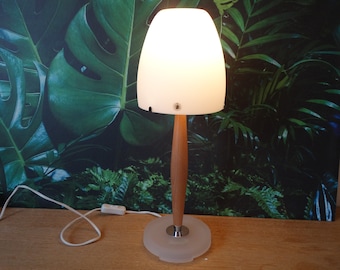 80s clear glass lamp with frosted monstera leaves clear lamp glass lamp monstera lamp plant decor decorative lamp leaf lamp