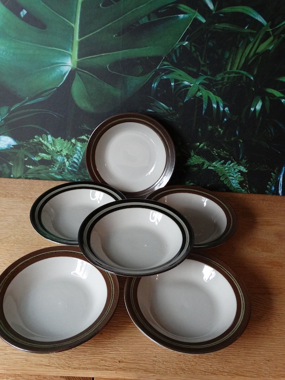 Lebber vintage® - 6 psc lot Arabia Karelia soup plates, Mid-Century, Scandinavian design, Ulla Procope, Raija Uosikkinen, Vintage crockery