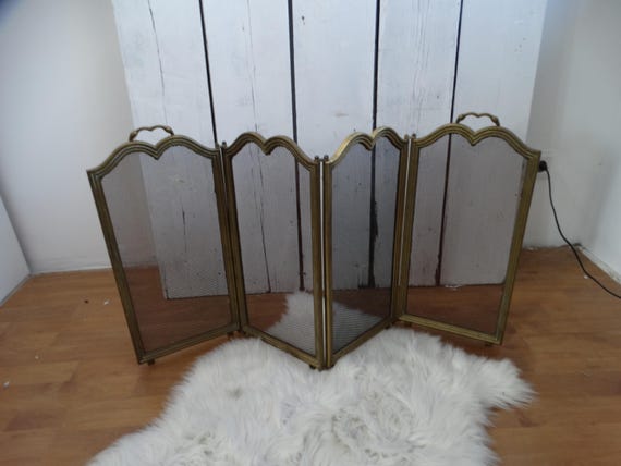 Lebber vintage® - Antique copper fireplace screen, fireplace accessories, vintage fireplace decor. Foldable fireplace screen!
