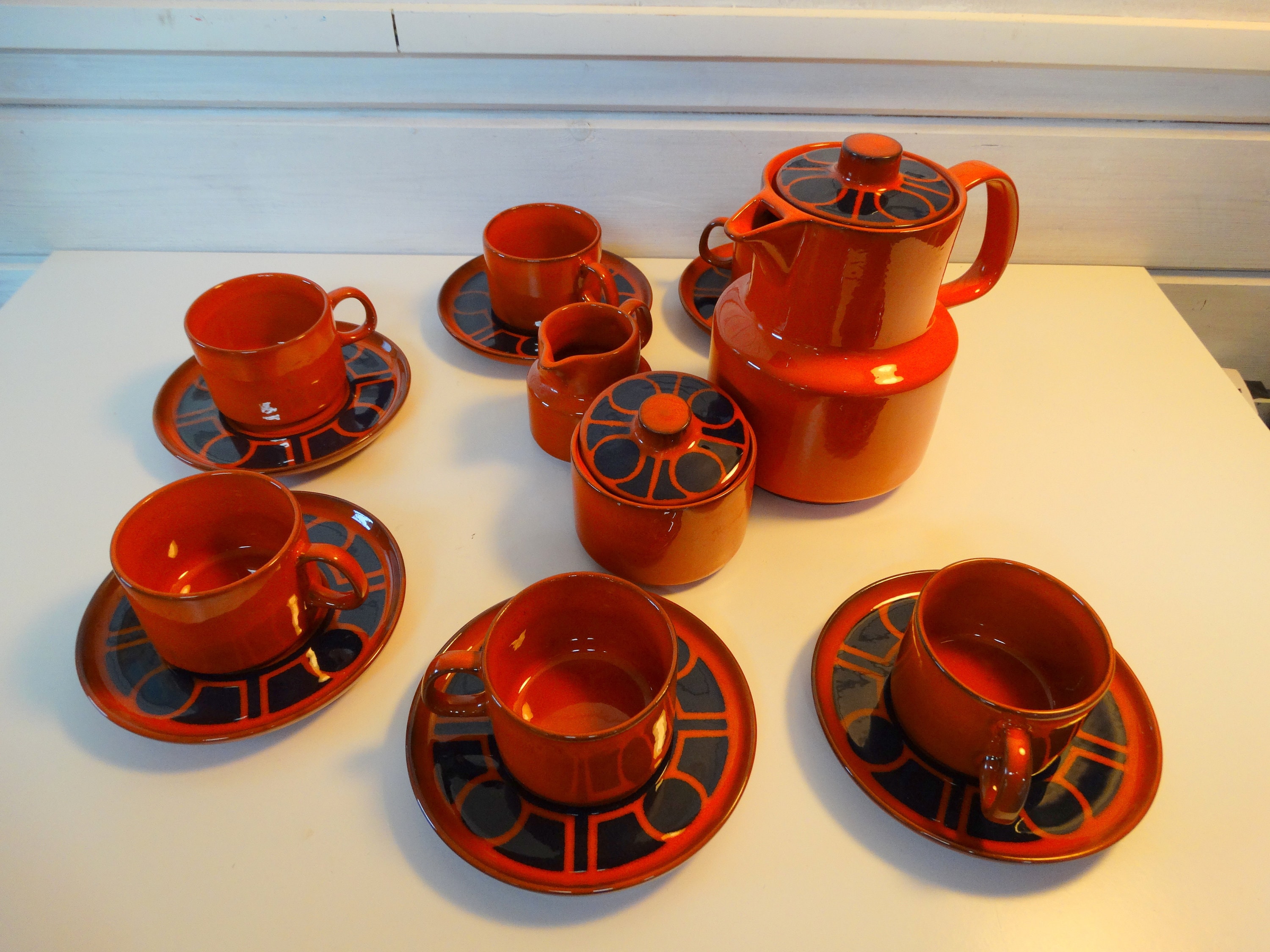 Vintage Orange Melitta Ceracron tea or coffee set, Melitta