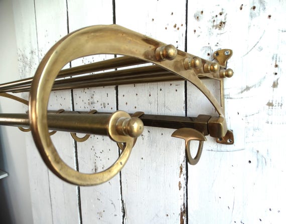 Lebber vintage® - Lebber vintage® - Beautiful brass wagon coat rack - copper, French train coat rack, practical art deco style coat rack