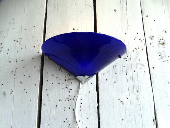 Lebber vintage® - Cool vintage Ikea wall sconce from the 90s. Minimalist glass wall sconce. Cobalt blue glass with chrome.