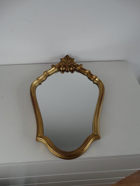 Lebber vintage® - Large oval mirror 19 x 12.5 inches in baroque style wooden frame gold leaf mirror for bedroom, Baroque style.