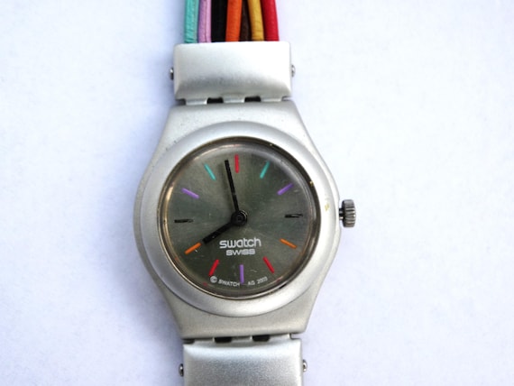 Lebber vintage® - Vintage SWATCH Watch Vintage 2003 AG Irony Filamento Multicolored Strap - 7.5"