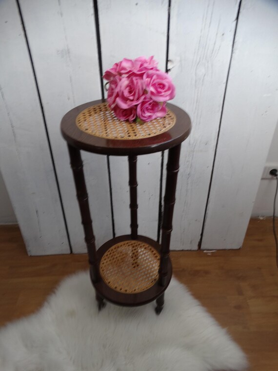 Lebber vintage® - Vintage oak side table, pedestal, plant table, book table. With webbing.