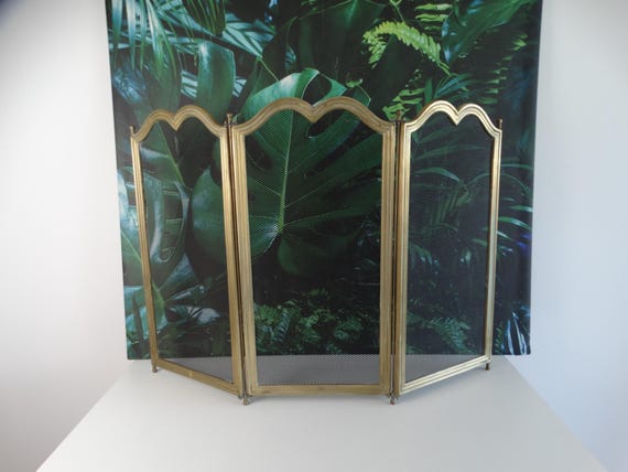 Lebber vintage® - Antique brass fireplace screen, fireplace accessories, vintage fireplace decor. Foldable fireplace screen!