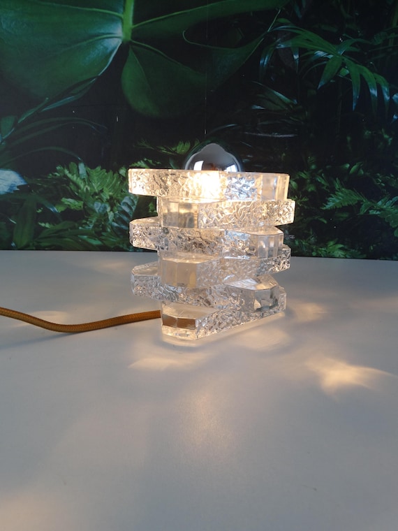 Lebber vintage® - Vintage Peill and Putzler crystal ice glass table lamp / lighting from the 70s