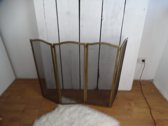 Lebber vintage® - Antique copper fireplace screen, fireplace accessories, vintage fireplace decor. Foldable fireplace screen!