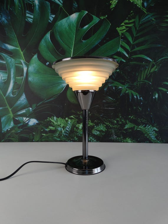 Lebber vintage® - Vintage postmodern Memphis-style table lamp with glass shade, 1980s