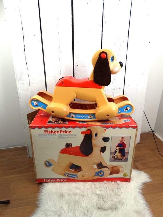 Lebber vintage® - Vintage Fisher Price Rocking Puppy 135 (1983) made in the UK. With original box.