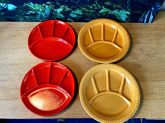 Lebber vintage® - Jasba W. Germany set of 4 vintage fondue plates / set of 6 vintage Besio and Piglio Italy Gourmet plates, BBQ plates
