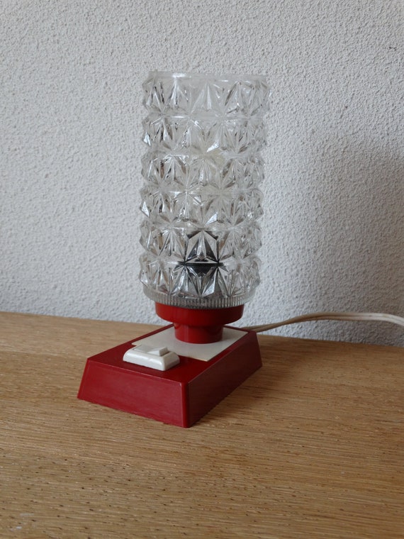 Lebber vintage® - Vintage glass bedside lamp 1960, glass bedside table lamp sixties STYLE.