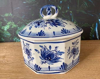 Delft blue cookie jar 1970s hand-painted