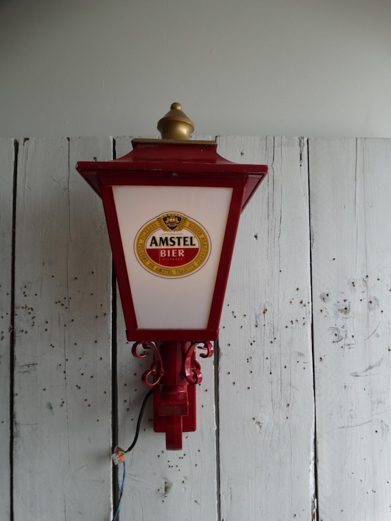 Lebber vintage® - Vintage Amstel beer outdoor lantern. Amstel beer lighting.