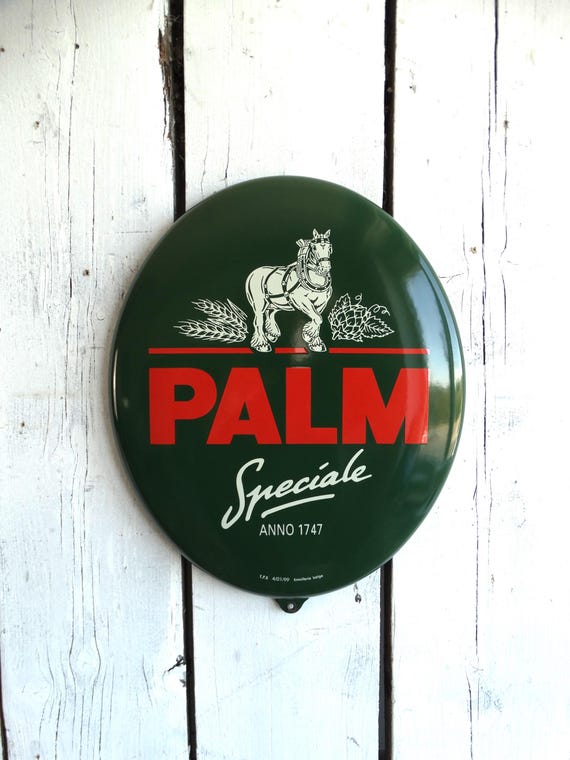 Lebber vintage® - Vintage Palm beer enamel sign, oval 40x34 cm.