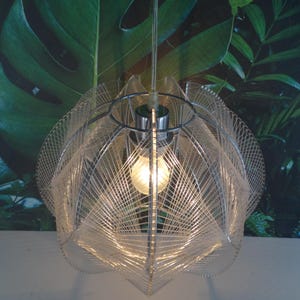 Lebber vintage® - Space Age chrome & acrylic pendant lamp with a nylon wire shade - Sompex