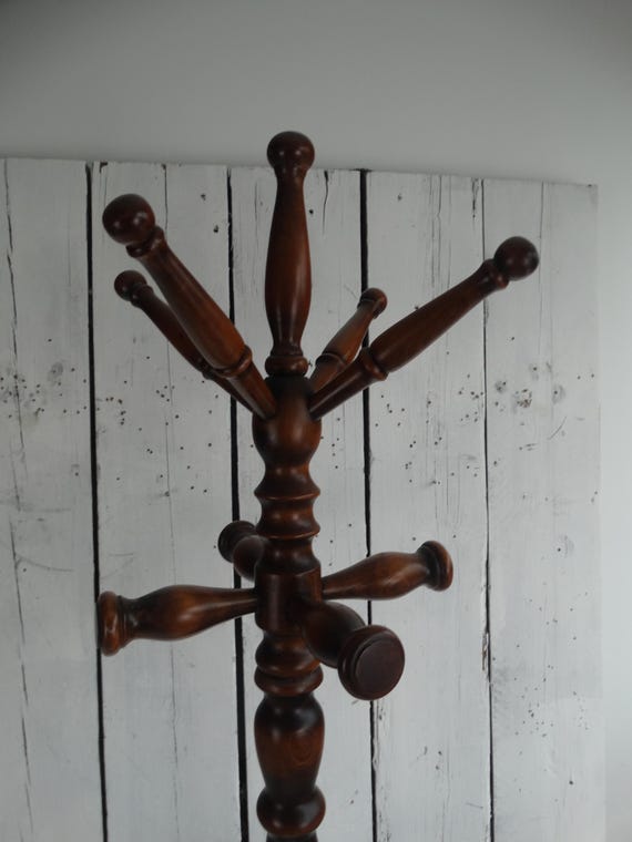 Lebber vintage® - Mid-Century Vintage Wooden Standing Coat Rack Hall Tree Coat Rack 1960s.