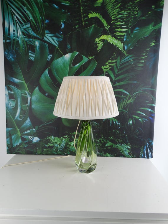 Lebber vintage® - Large Val St Lambert table lamp. Green in the glass!