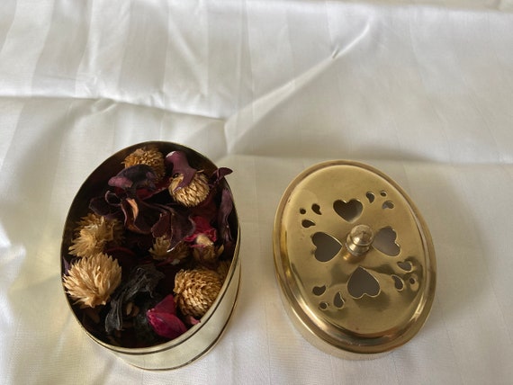 Brass Trinket Box ~ Brass Fragrance / Potpourri Keeper ~ Votive Holder