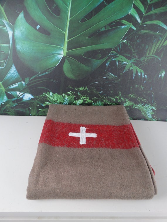 Lebber vintage® - Vintage wool blanket, Swiss army, wool blanket 130 x 200 cm.