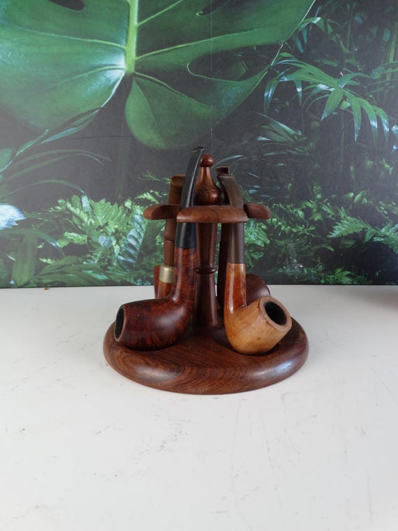 Lebber vintage® - Mid century pipe rack with 4 pipes. Big ben, parker straight grain