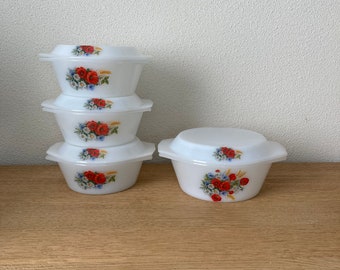 Lot De 4 Assiettes Creuses à Soupe Arcopal Myosotis - Modèle Véronica - Vintage France