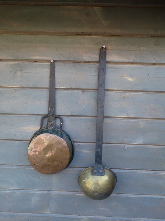 Lebber vintage® - Antique pan and soup spoon. Brass - iron!!