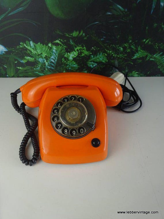 Lebber vintage® - Vintage Telephone T65, orange with listening unit.