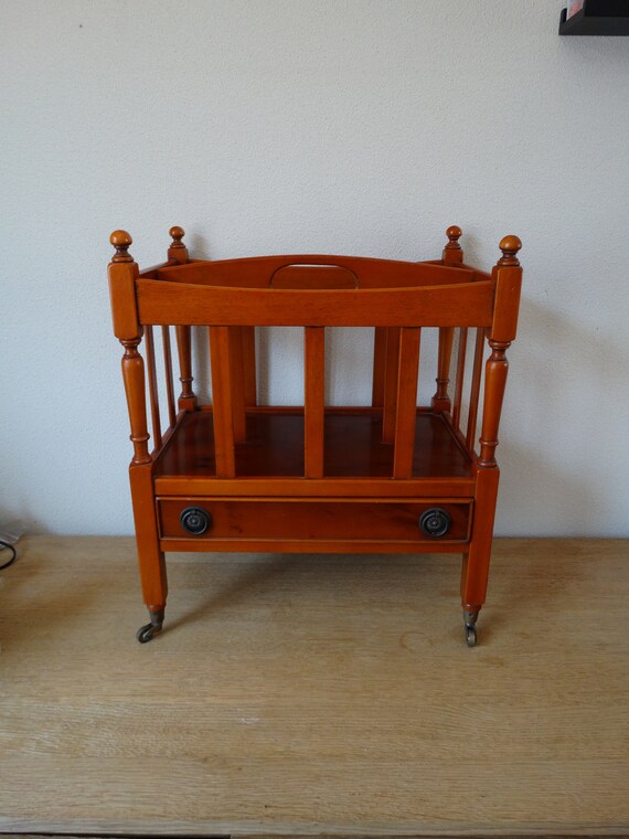 Lebber vintage® - English mahogany vintage canterbury magazine rack, Canterbury, Antique Magazine Rack Vintage Magazine Holder.