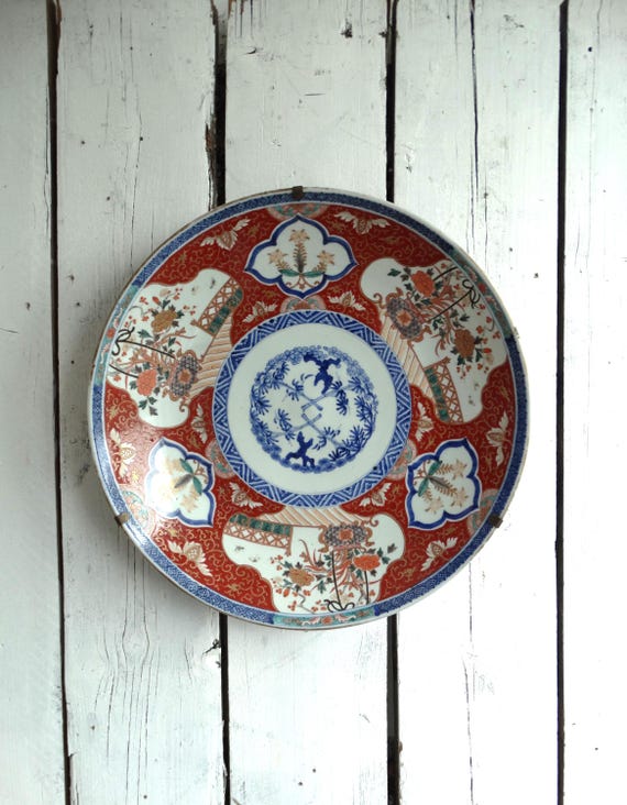 Lebber vintage® - Antique wall plate Ø 47 cm, Japan, Imari, Large Round Dish, Porcelain, 19th century